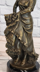 Signed Original Latin Woman Flamenco Dancer Bronze Sculpture Figurine Figure