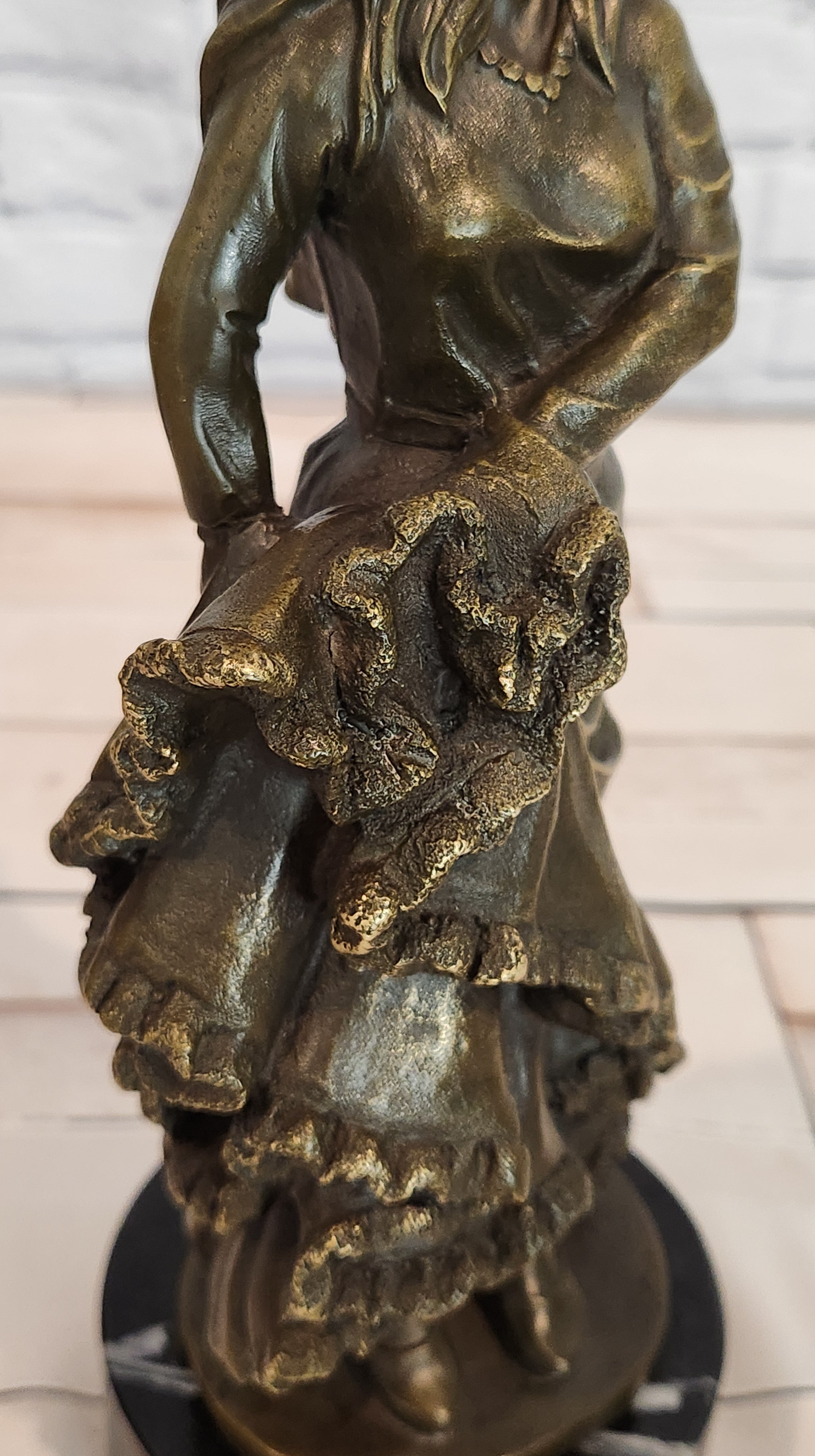 Signed Original Latin Woman Flamenco Dancer Bronze Sculpture Figurine Figure