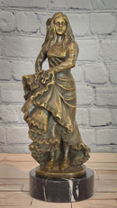 Signed Original Latin Woman Flamenco Dancer Bronze Sculpture Figurine Figure