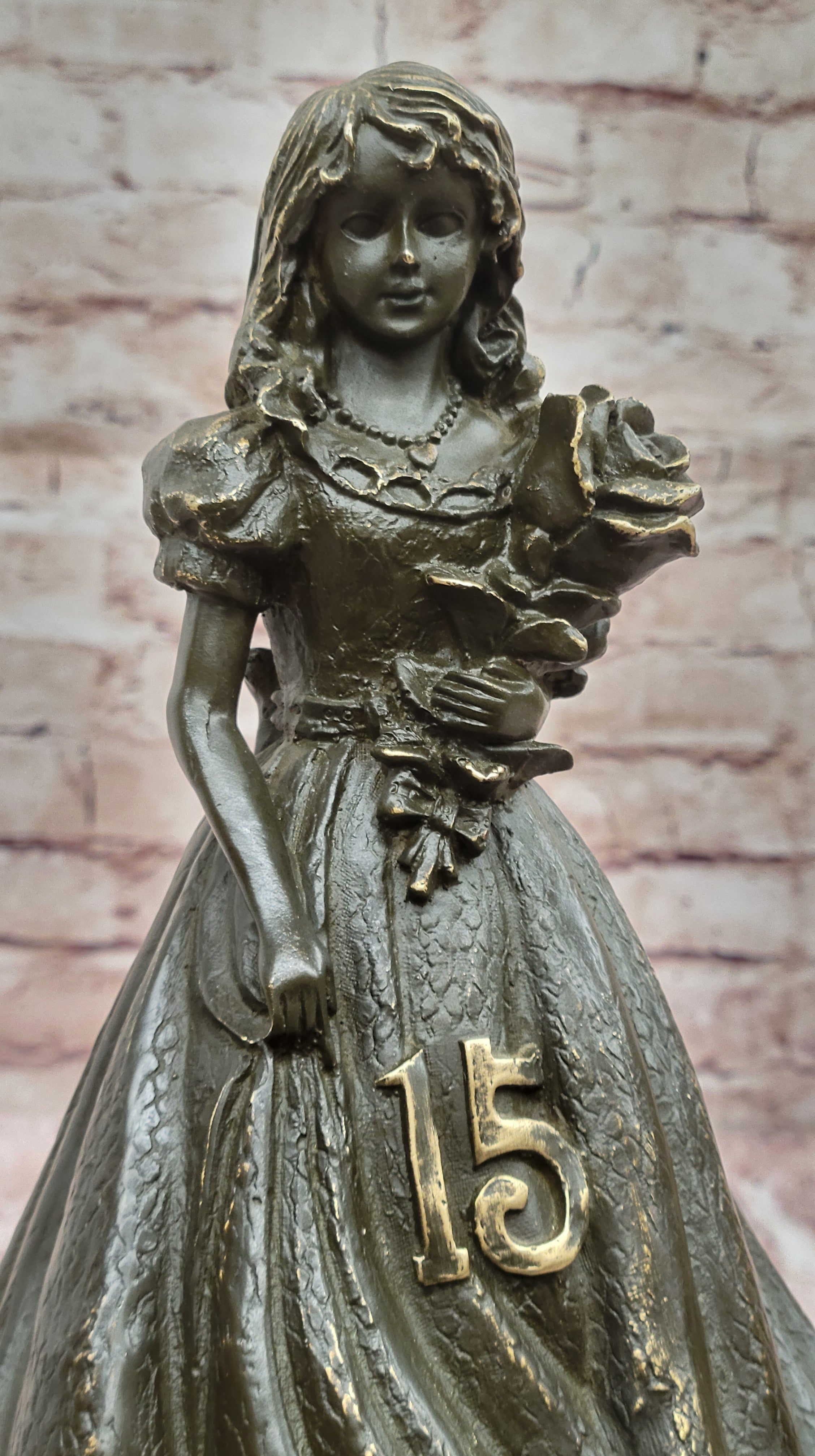 Bronze Quinceañera Girl - Elegant 15th Birthday