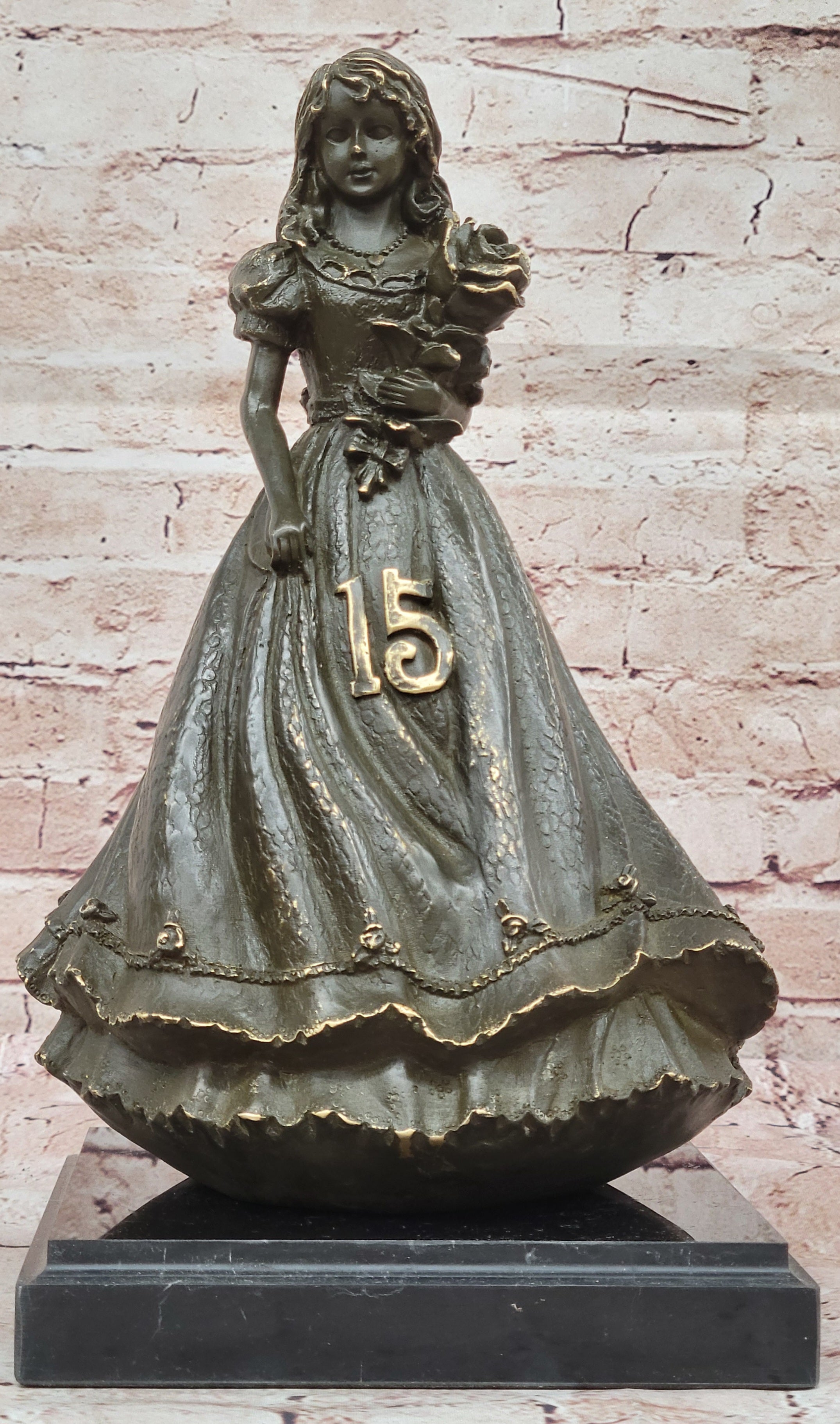 Bronze Quinceañera Girl - Elegant 15th Birthday