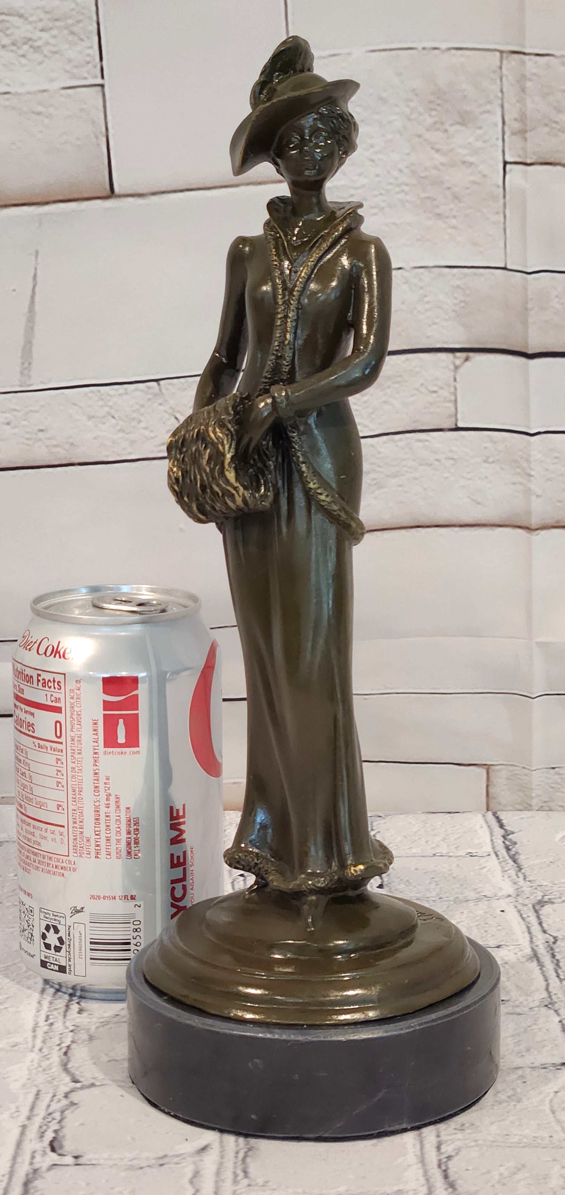 Signed Jean Patoue Bronze Sculpture Elegant Lady Art Deco Nouveau Figurine