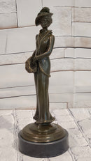 Signed Jean Patoue Bronze Sculpture Elegant Lady Art Deco Nouveau Figurine