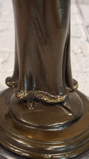 Signed Jean Patoue Bronze Sculpture Elegant Lady Art Deco Nouveau Figurine