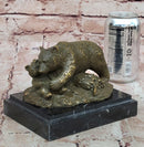 Bronze Bear and Cub Realistic Wildlife Sculpture