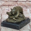Bronze Bear and Cub Realistic Wildlife Sculpture