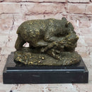 Bronze Bear and Cub Realistic Wildlife Sculpture