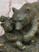 Bronze Bear and Cub Realistic Wildlife Sculpture