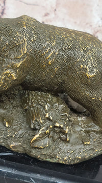 Bronze Bear and Cub Realistic Wildlife Sculpture