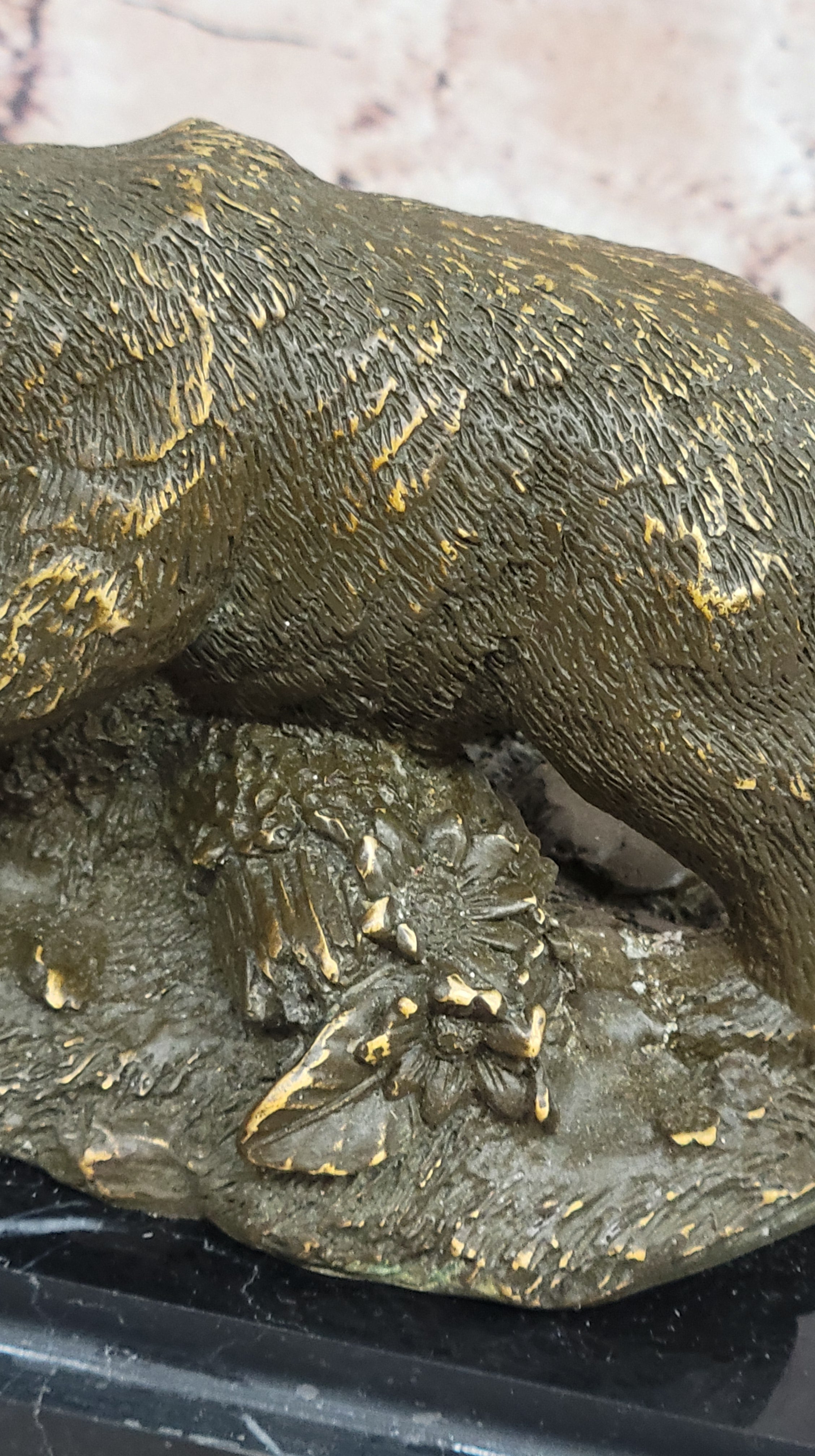 Bronze Bear and Cub Realistic Wildlife Sculpture