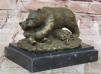 Bronze Bear and Cub Realistic Wildlife Sculpture