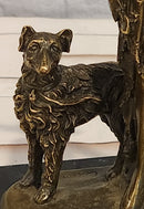 Art Deco Bronze Lady Walking Her Dog Sculpture Hand Made Signed Casaro Statue