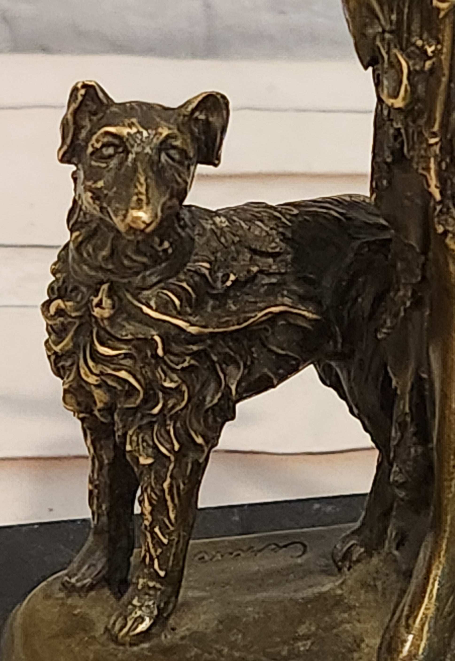 Art Deco Bronze Lady Walking Her Dog Sculpture Hand Made Signed Casaro Statue