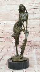Art Nouveau Bronze Girl on Swing – Marble Base