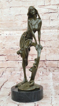 Art Nouveau Bronze Girl on Swing – Marble Base