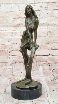 Art Nouveau Bronze Girl on Swing – Marble Base