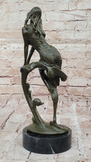 Art Nouveau Bronze Girl on Swing – Marble Base