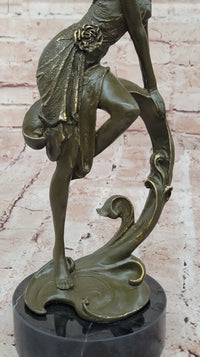 Art Nouveau Bronze Girl on Swing – Marble Base