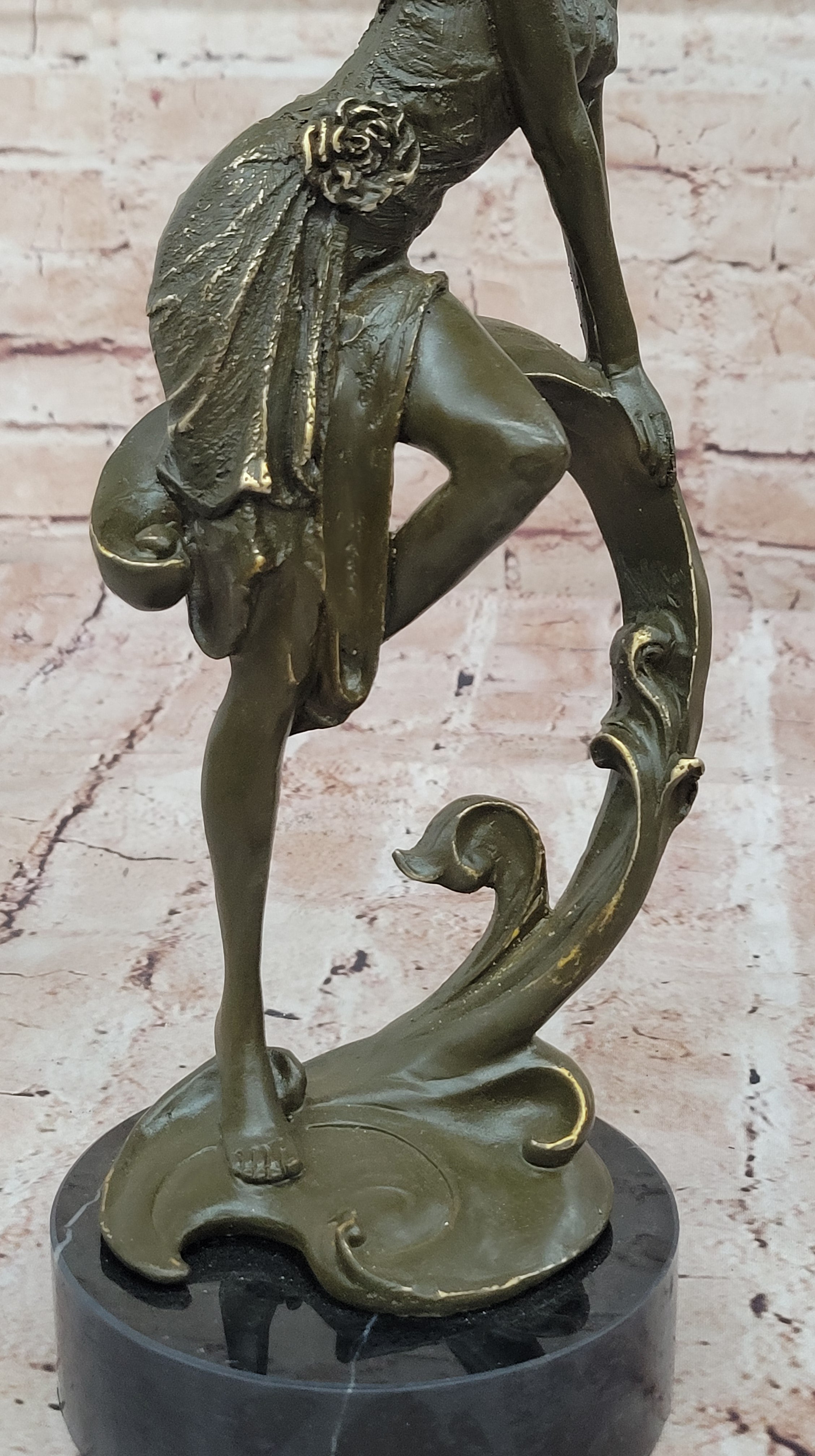 Art Nouveau Bronze Girl on Swing – Marble Base