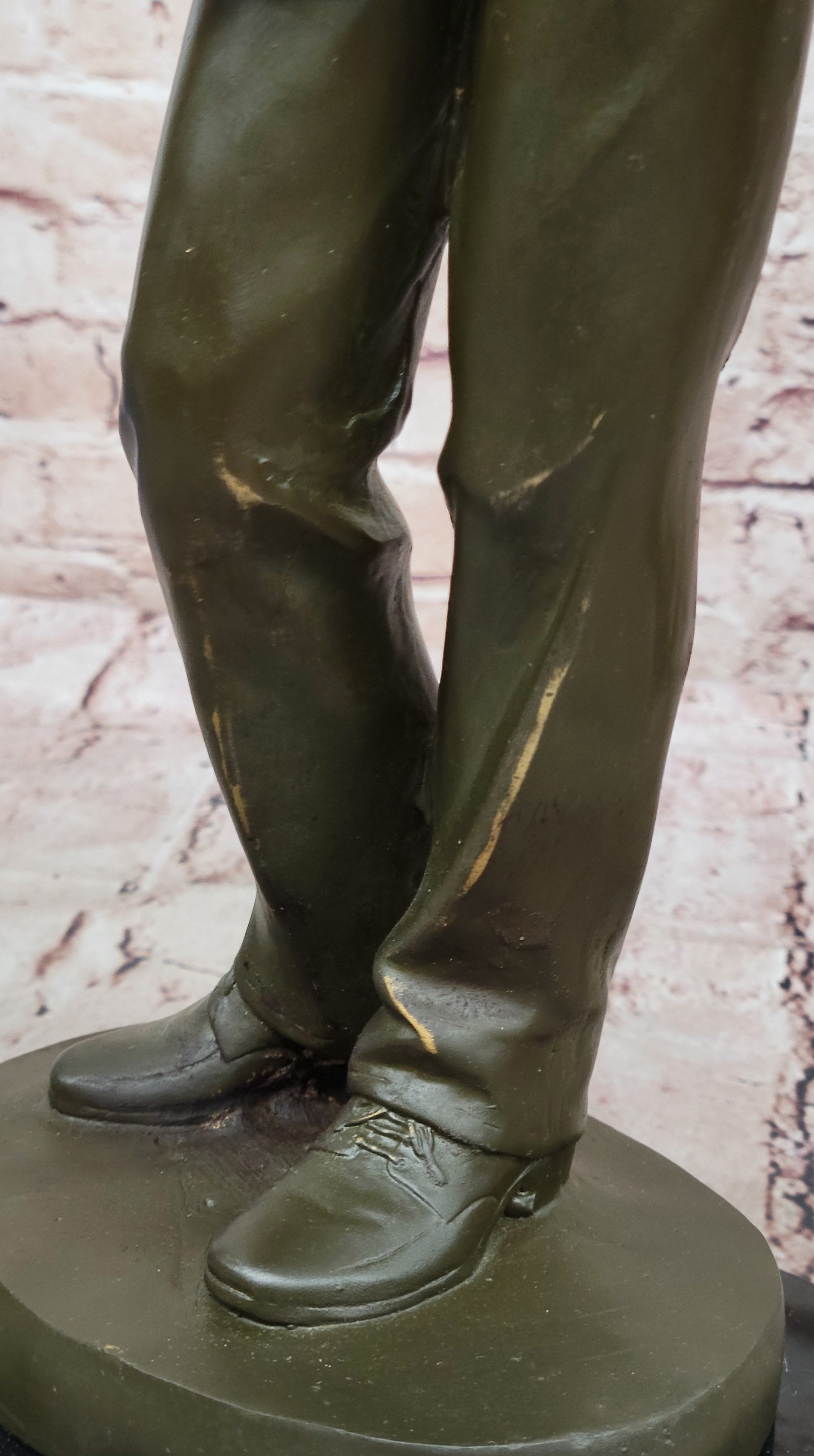 Bronze Jazz Musician Playing Saxophone on Marble Base
