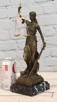 Bronze Sculpture Lady Justice Scales of Justice Statue Lawyer Attorney Office Decor