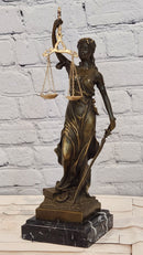 Bronze Sculpture Lady Justice Scales of Justice Statue Lawyer Attorney Office Decor