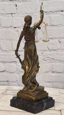 Bronze Sculpture Lady Justice Scales of Justice Statue Lawyer Attorney Office Decor