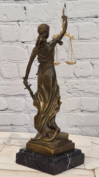 Bronze Sculpture Lady Justice Scales of Justice Statue Lawyer Attorney Office Decor