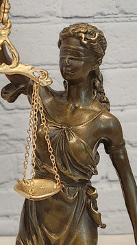 Bronze Sculpture Lady Justice Scales of Justice Statue Lawyer Attorney Office Decor