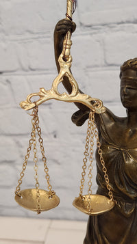 Bronze Sculpture Lady Justice Scales of Justice Statue Lawyer Attorney Office Decor
