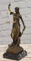 Bronze Sculpture Lady Justice Scales of Justice Statue Lawyer Attorney Office Decor