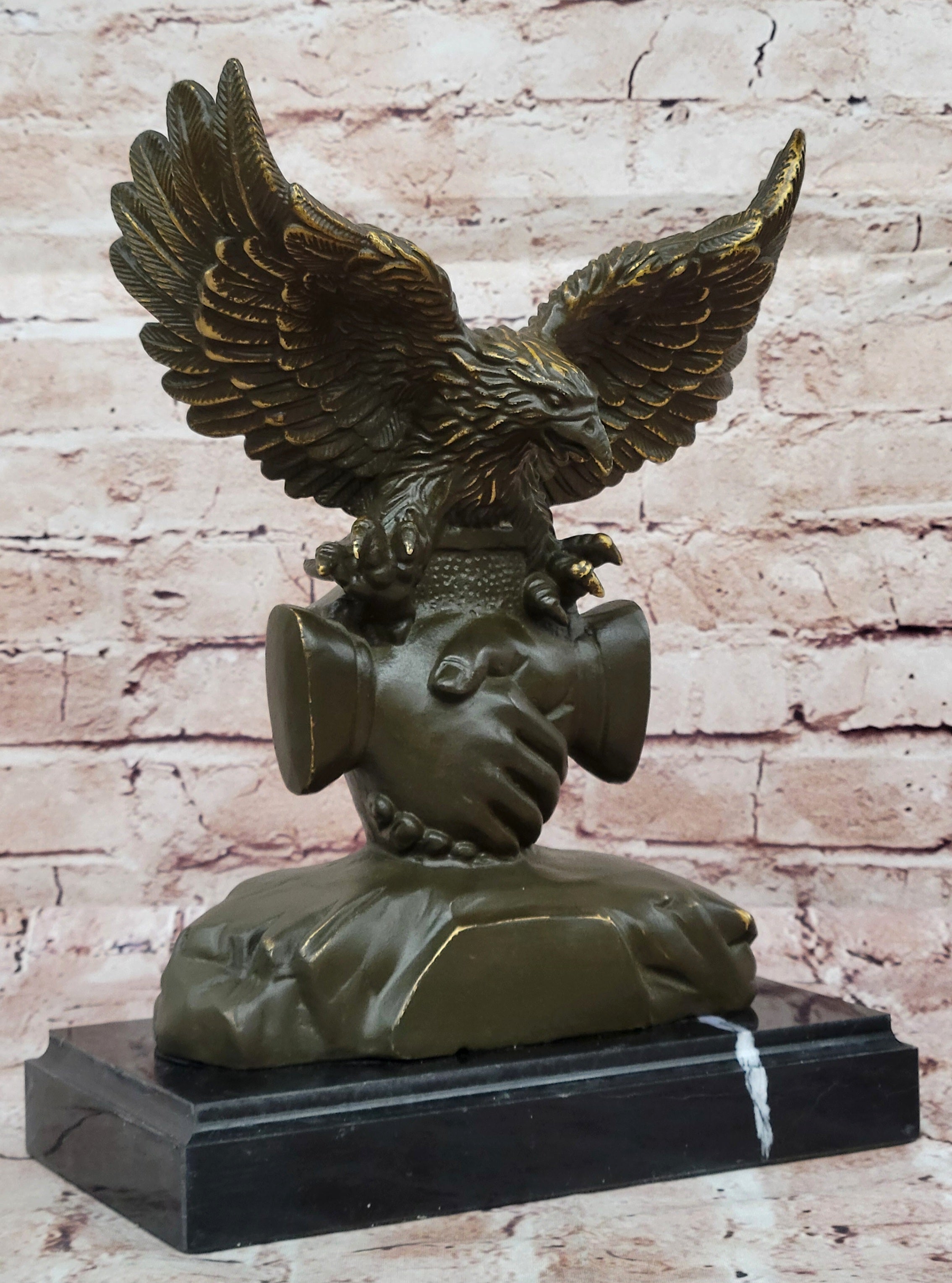 Bronze Eagle and Handshake – American Unity Sculpture
