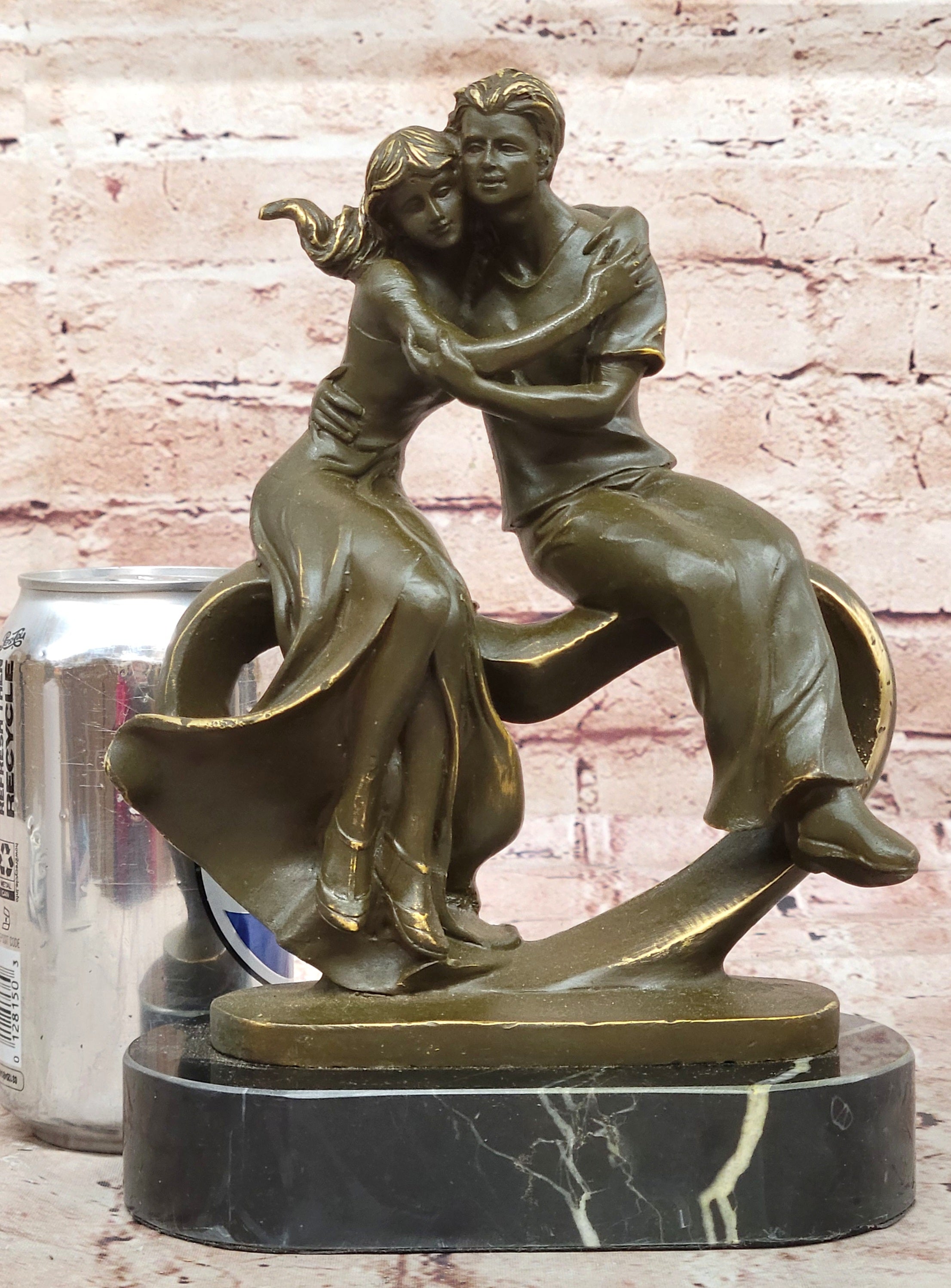 Romantic Couple Bronze Sculpture by Patoue