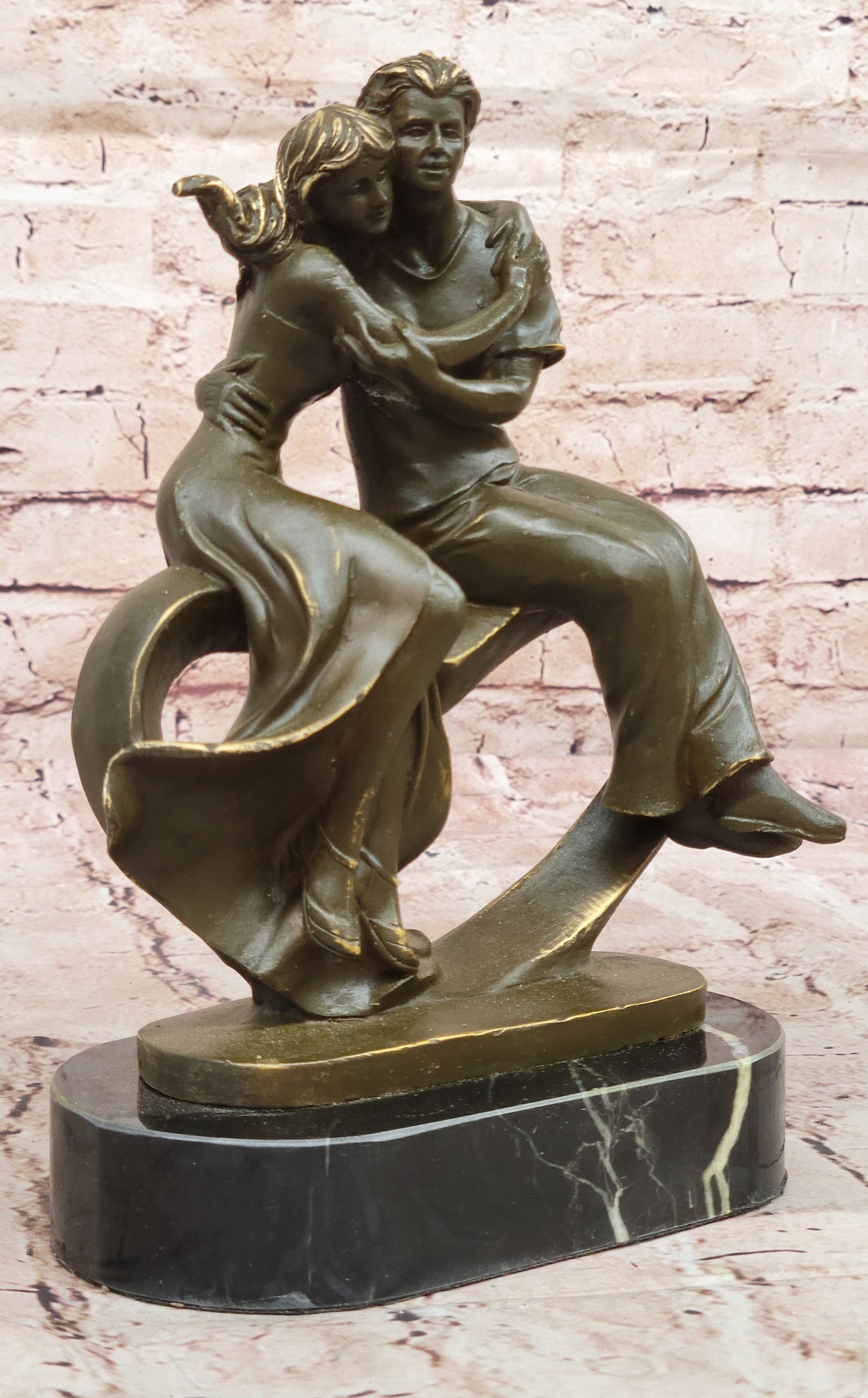 Romantic Couple Bronze Sculpture by Patoue