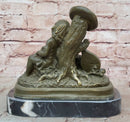 Bronze Children Resting Sculpture – Boy and Girl with Guitar