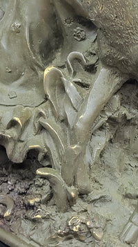 Bronze Girl Playing Flute with Deer on Marble Base by Aldo Vitaleh