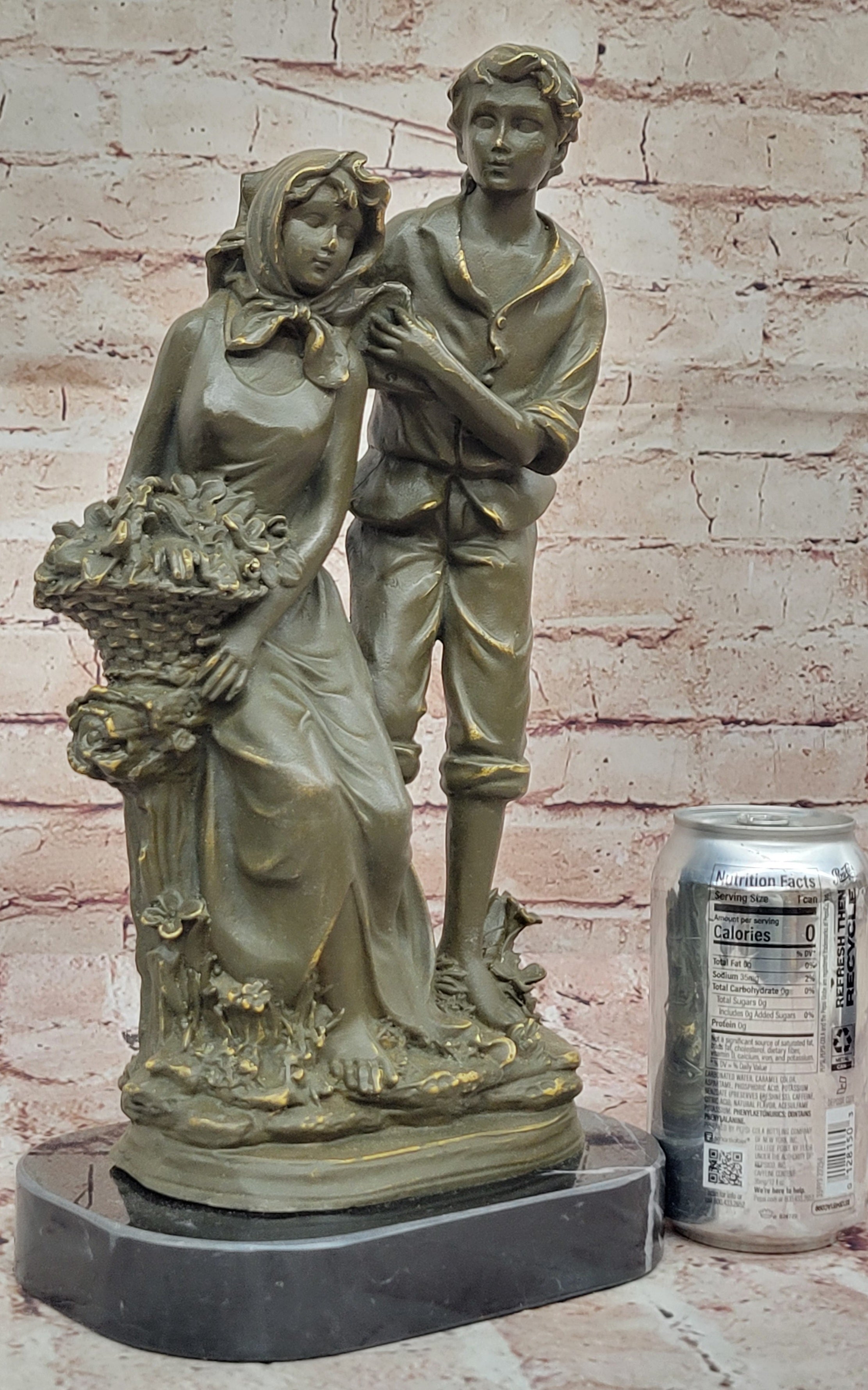 Romantic Farm Couple Bronze Sculpture - Vintage Harvest