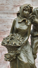 Romantic Farm Couple Bronze Sculpture - Vintage Harvest