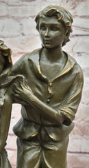 Romantic Farm Couple Bronze Sculpture - Vintage Harvest
