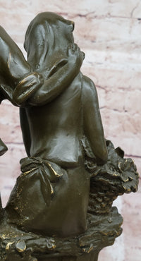 Romantic Farm Couple Bronze Sculpture - Vintage Harvest