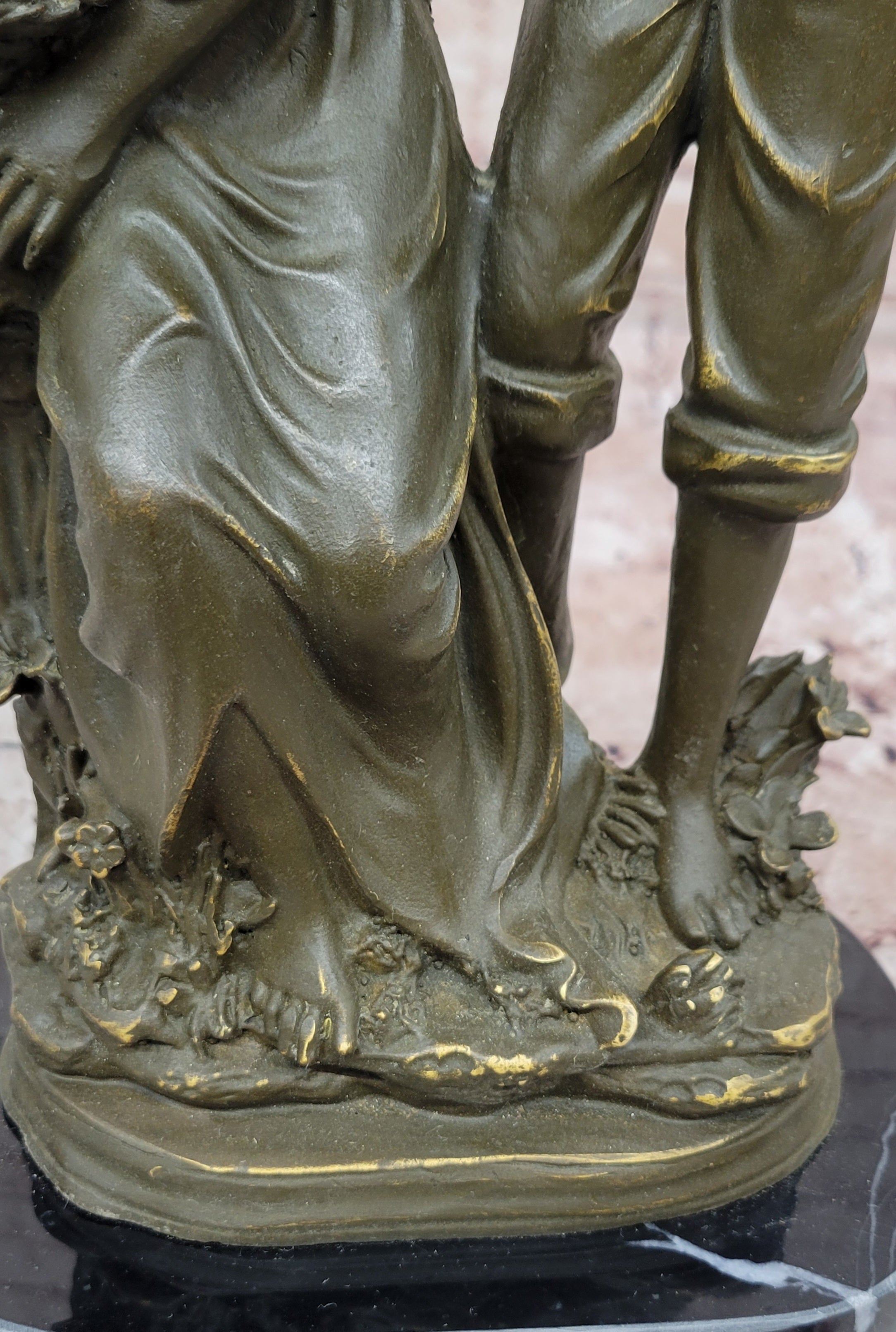 Romantic Farm Couple Bronze Sculpture - Vintage Harvest