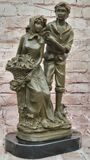 Romantic Farm Couple Bronze Sculpture - Vintage Harvest