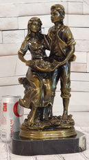 Romantic Farm Couple Bronze Sculpture Harvest Scene Original Artwork by Cesaro