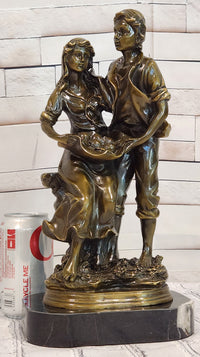 Romantic Farm Couple Bronze Sculpture Harvest Scene Original Artwork by Cesaro