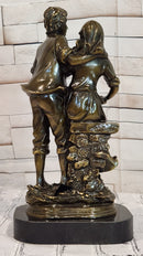 Romantic Farm Couple Bronze Sculpture Harvest Scene Original Artwork by Cesaro