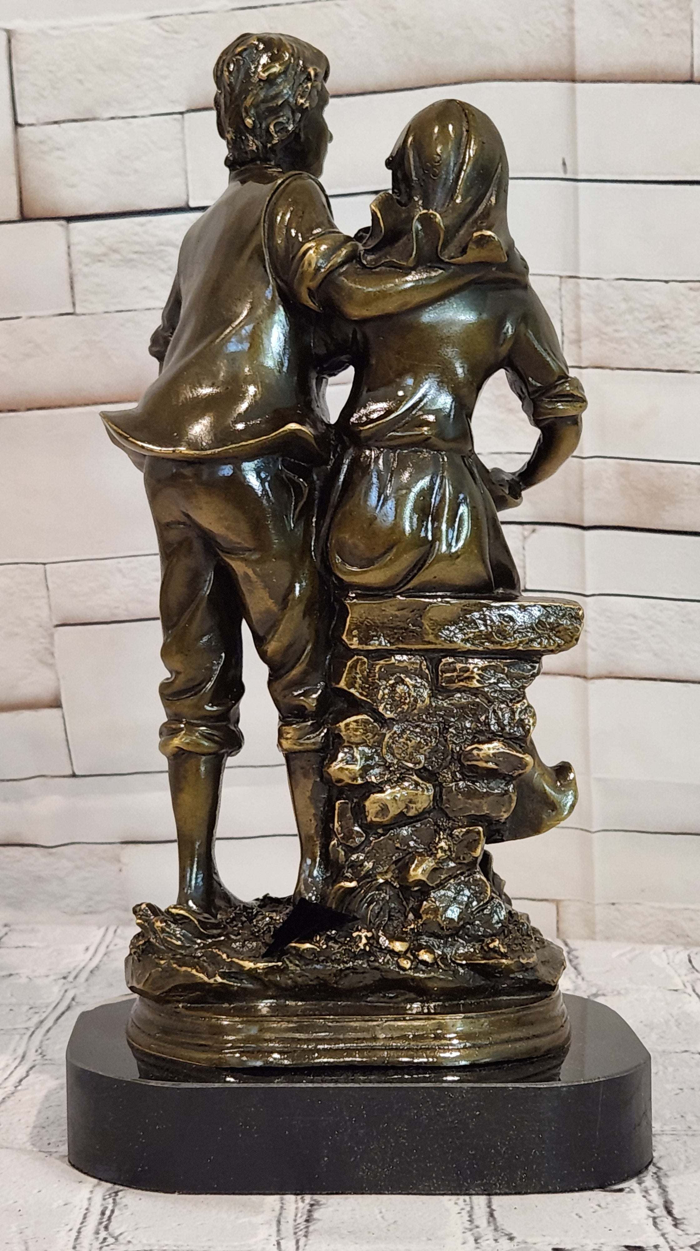 Romantic Farm Couple Bronze Sculpture Harvest Scene Original Artwork by Cesaro