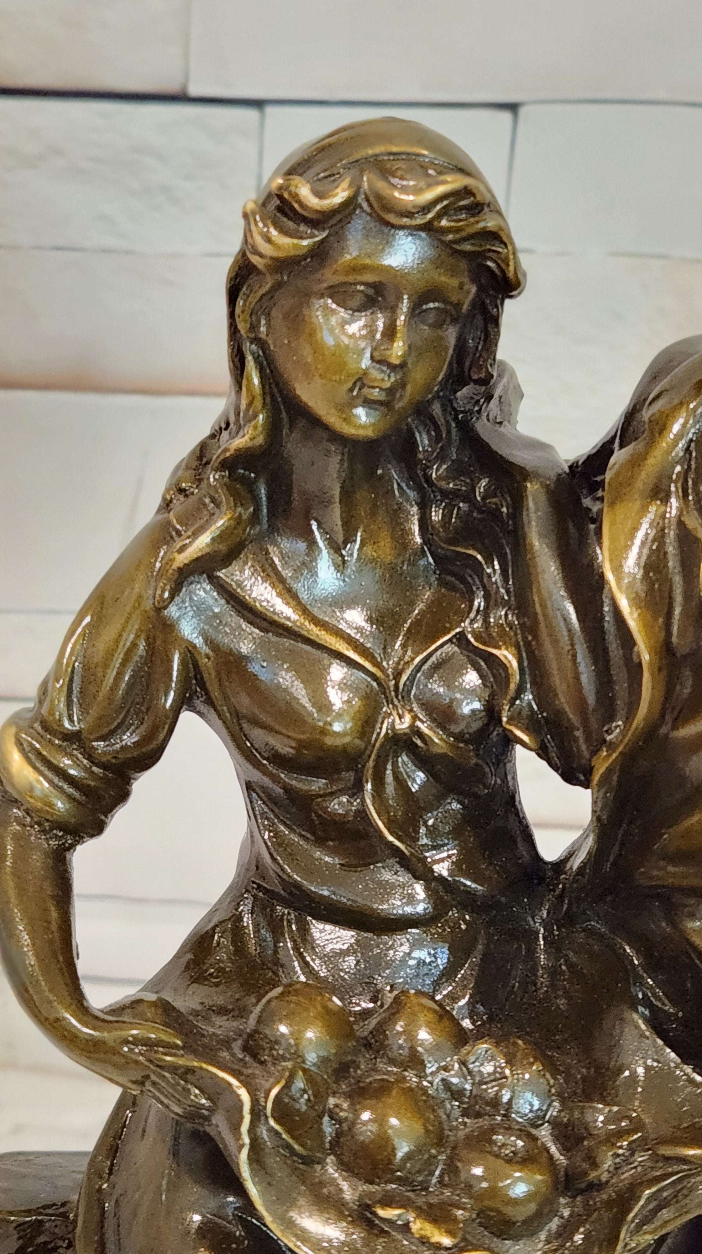 Romantic Farm Couple Bronze Sculpture Harvest Scene Original Artwork by Cesaro