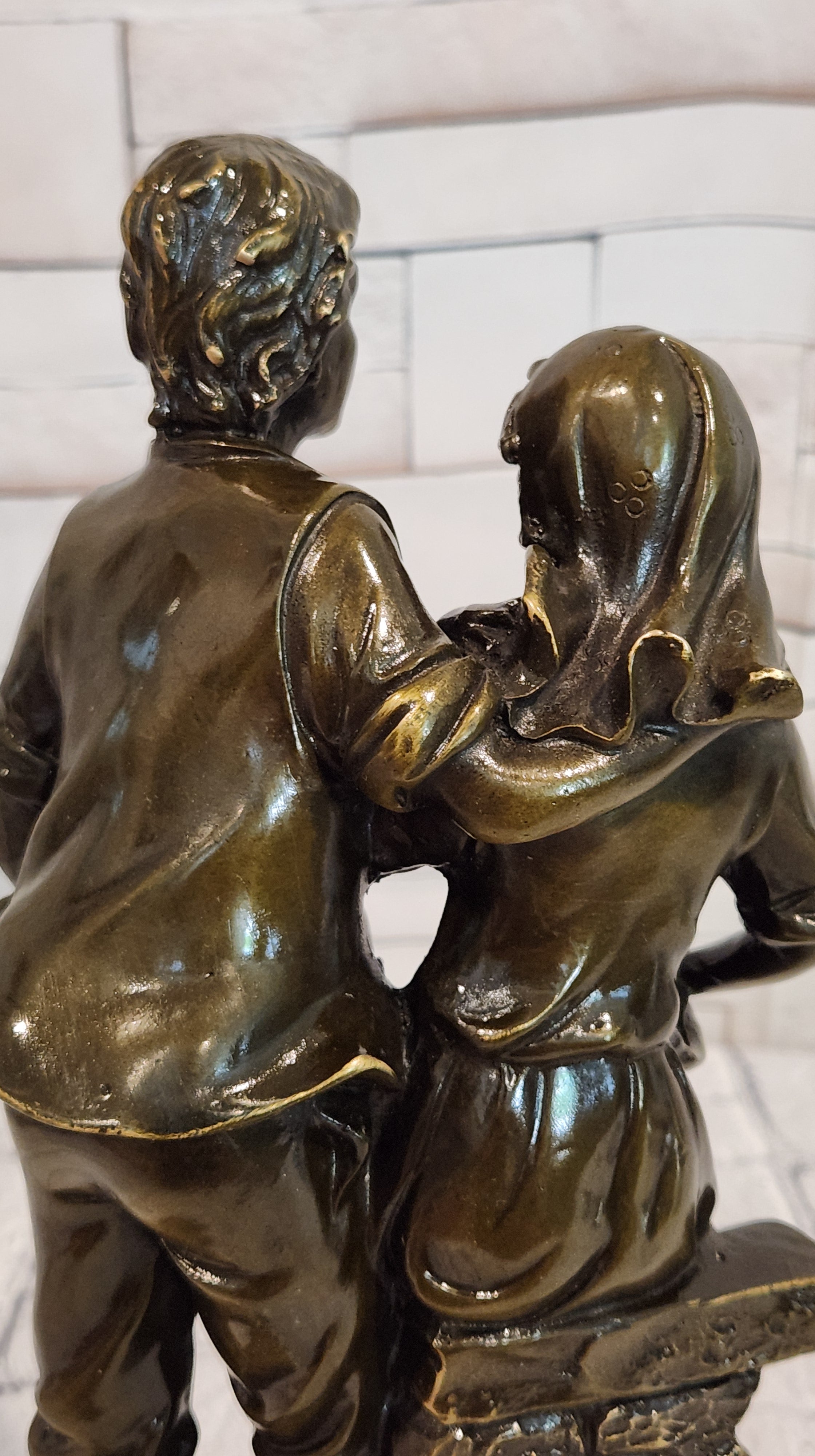 Romantic Farm Couple Bronze Sculpture Harvest Scene Original Artwork by Cesaro