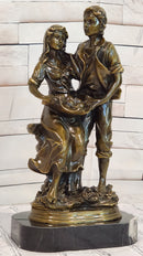 Romantic Farm Couple Bronze Sculpture Harvest Scene Original Artwork by Cesaro