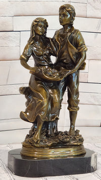 Romantic Farm Couple Bronze Sculpture Harvest Scene Original Artwork by Cesaro